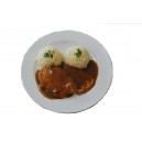 Malica - Svinjski zrezek v narabni omaki, riž, solata